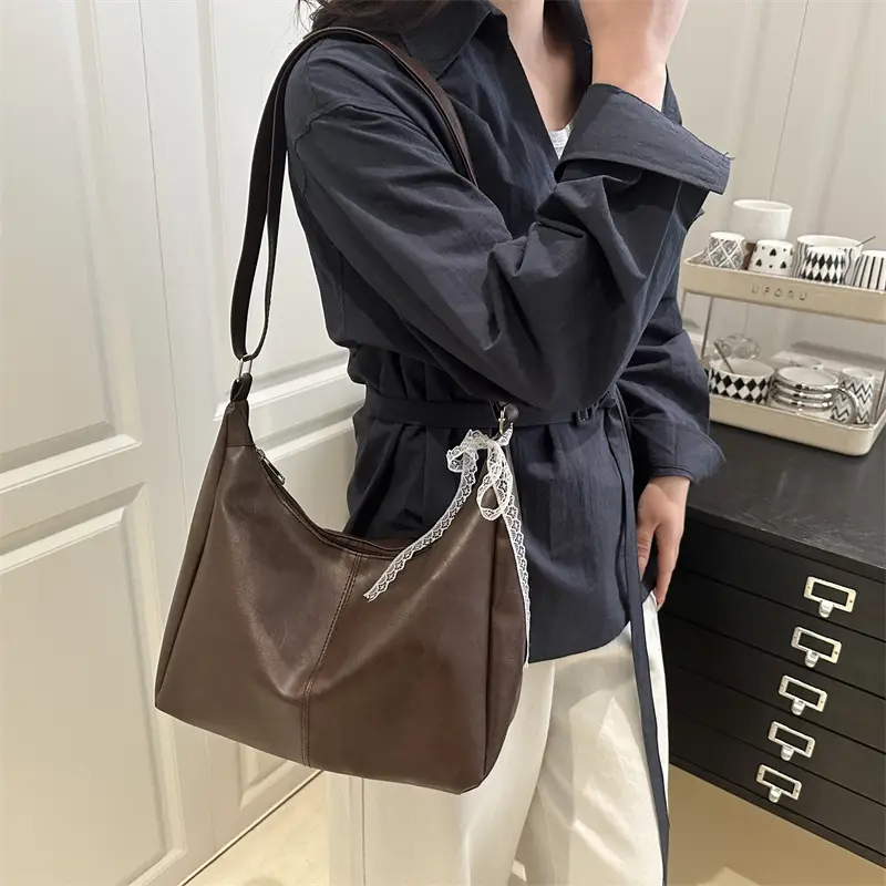 Women's Large Capacity Tote Bag Brown Black Brown — feature 21