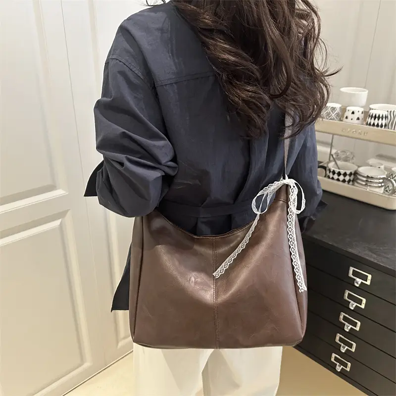 Women's Large Capacity Tote Bag Brown Black Brown — feature 23