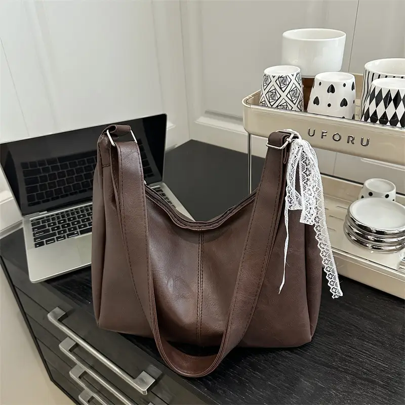Women's Large Capacity Tote Bag Brown Black Brown — feature 31