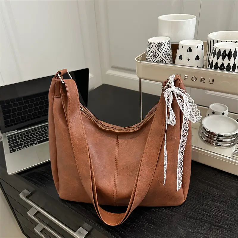 Women's Large Capacity Tote Bag Brown Black Brown — feature 32