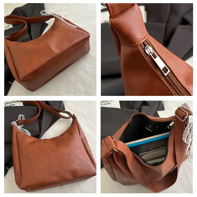 Women's Large Capacity Tote Bag Brown Black Brown — feature 8