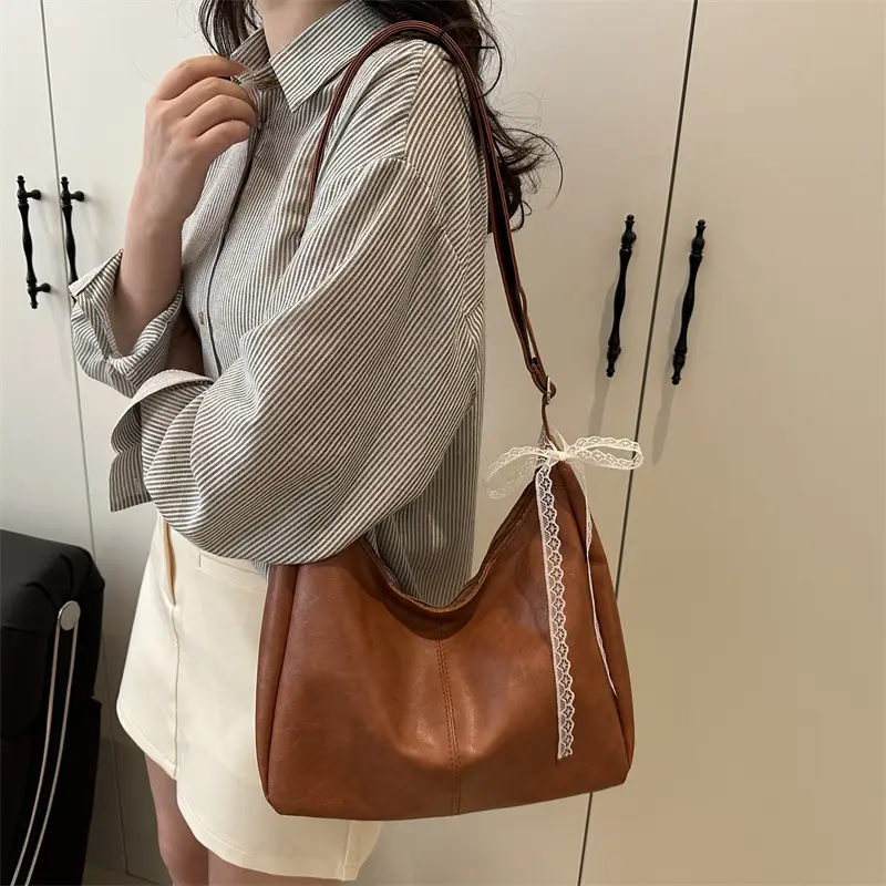 Women's Large Capacity Tote Bag Brown Black Brown — feature 9