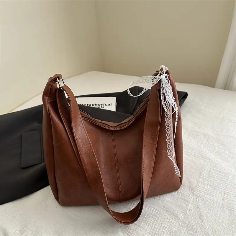 Women's Large Capacity Tote Bag Brown Black Brown - Image 3