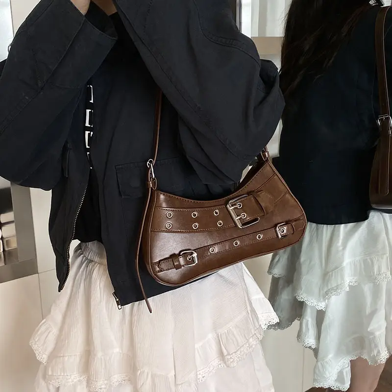 Women's Cream Crossbody Shoulder Bag with Buckle Detail - Image 7