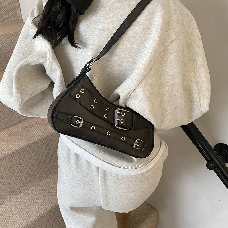 Women's Cream Crossbody Shoulder Bag with Buckle Detail - Image 8