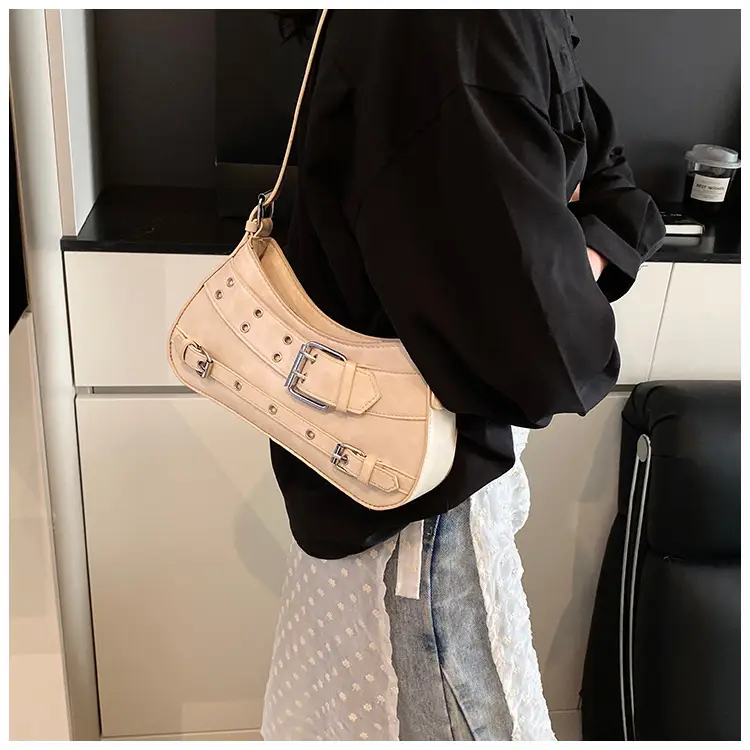 Women's Cream Crossbody Shoulder Bag with Buckle Detail — feature 13