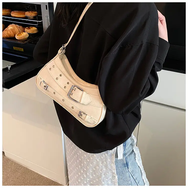 Women's Cream Crossbody Shoulder Bag with Buckle Detail — feature 14