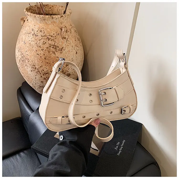 Women's Cream Crossbody Shoulder Bag with Buckle Detail — feature 18
