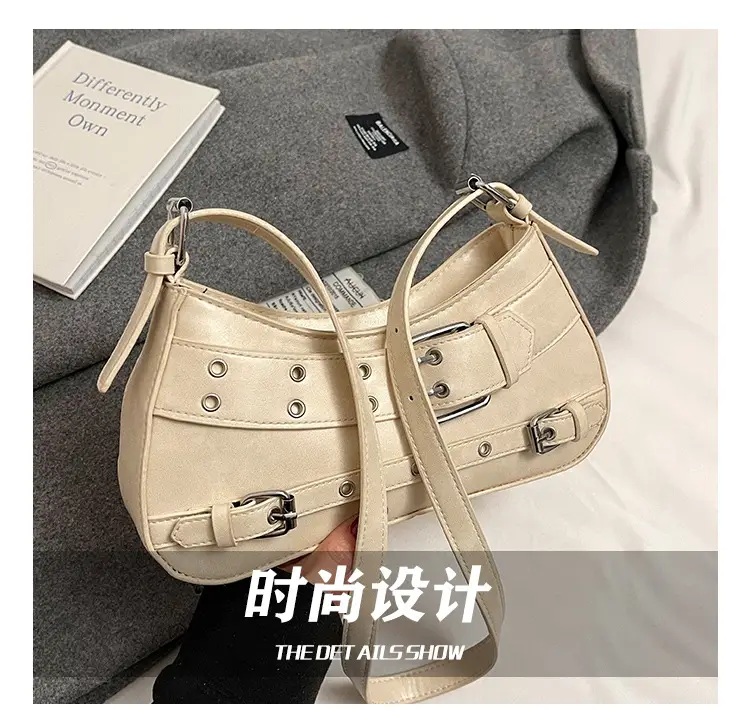 Women's Cream Crossbody Shoulder Bag with Buckle Detail — feature 4