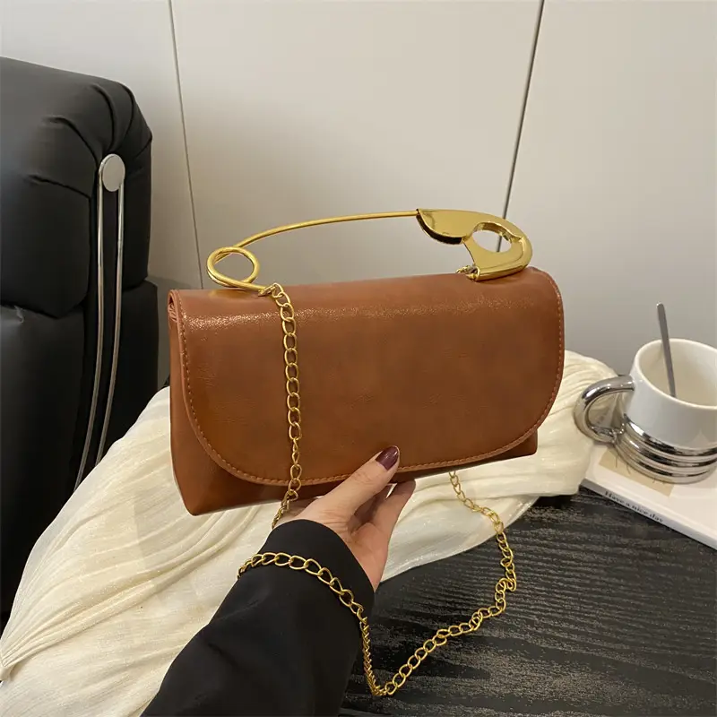 White Square Crossbody Bag with Gold Chain