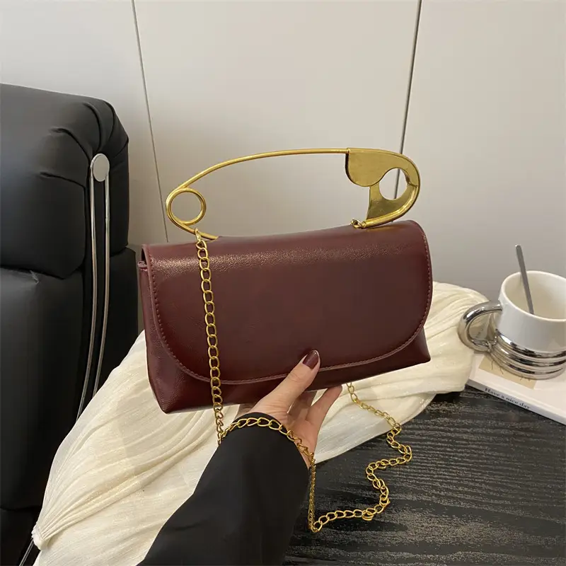 White Square Crossbody Bag with Gold Chain