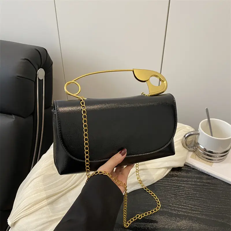 White Square Crossbody Bag with Gold Chain