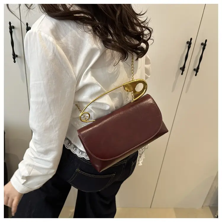 White Square Crossbody Bag with Gold Chain — feature 12