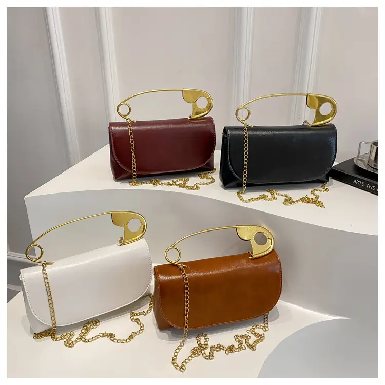 White Square Crossbody Bag with Gold Chain — feature 21