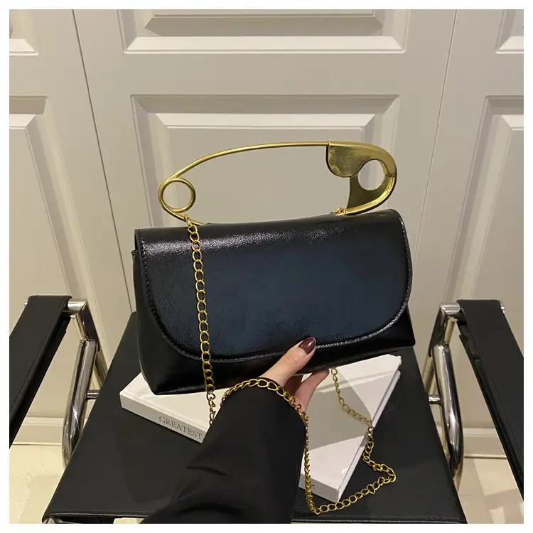 White Square Crossbody Bag with Gold Chain — feature 24