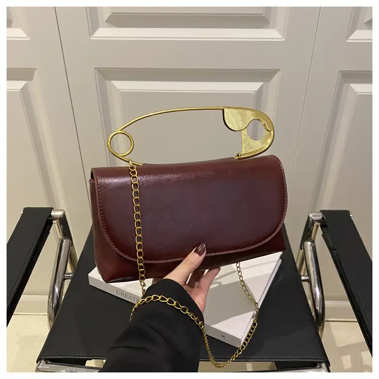 White Square Crossbody Bag with Gold Chain — feature 25