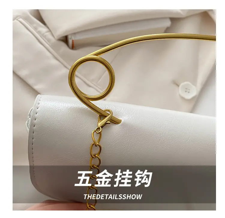 White Square Crossbody Bag with Gold Chain — feature 6