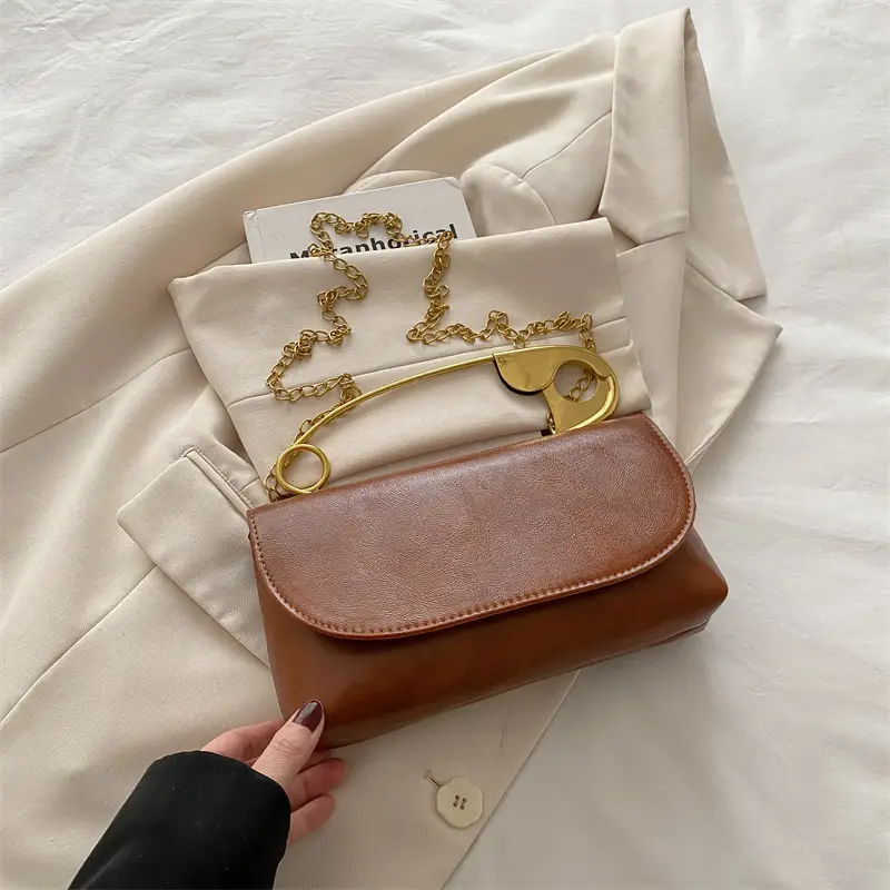 White Square Crossbody Bag with Gold Chain