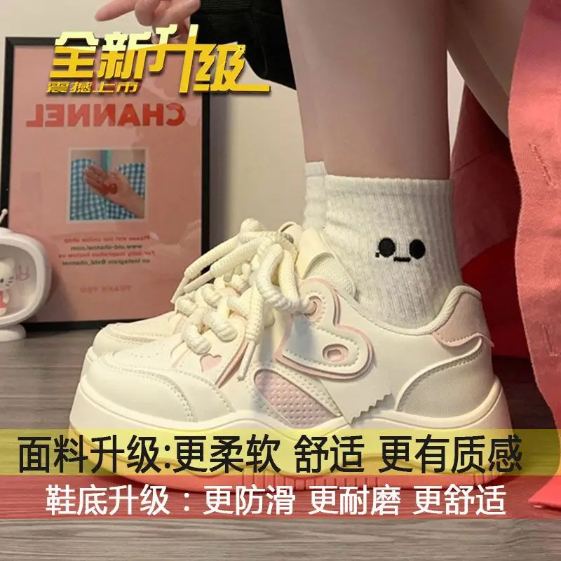 Popular White Shoes for Women, New 2025 Spring & Fall Versatile Women's Ins Trendy Niche Thick-Soled Casual Shoes for Women - Image 2