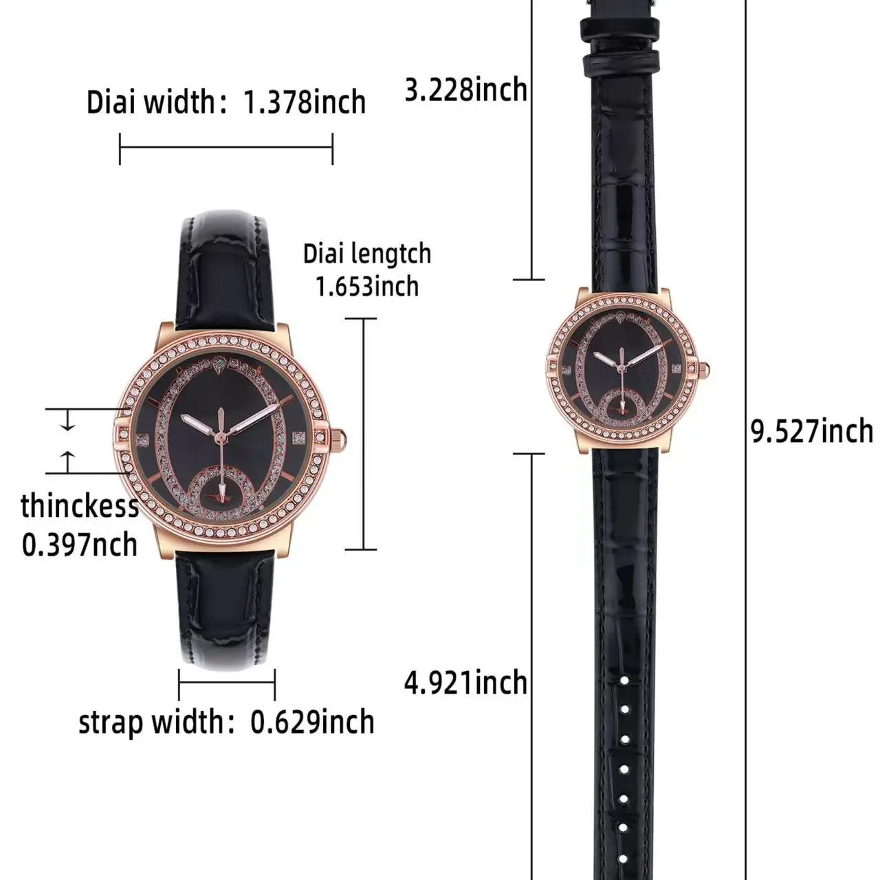 Women's Cross-Border European Watch with Diamond Dial & Brown Strap — feature 6