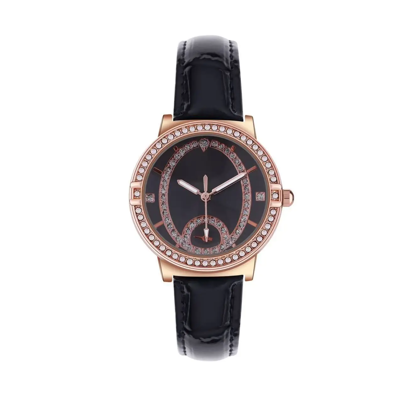 Women's Cross-Border European Watch with Diamond Dial & Brown Strap