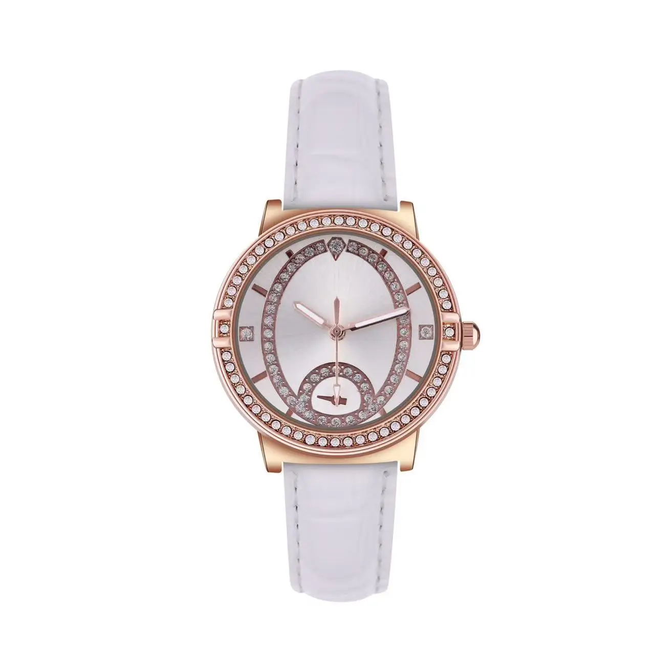 Women's Cross-Border European Watch with Diamond Dial & Brown Strap