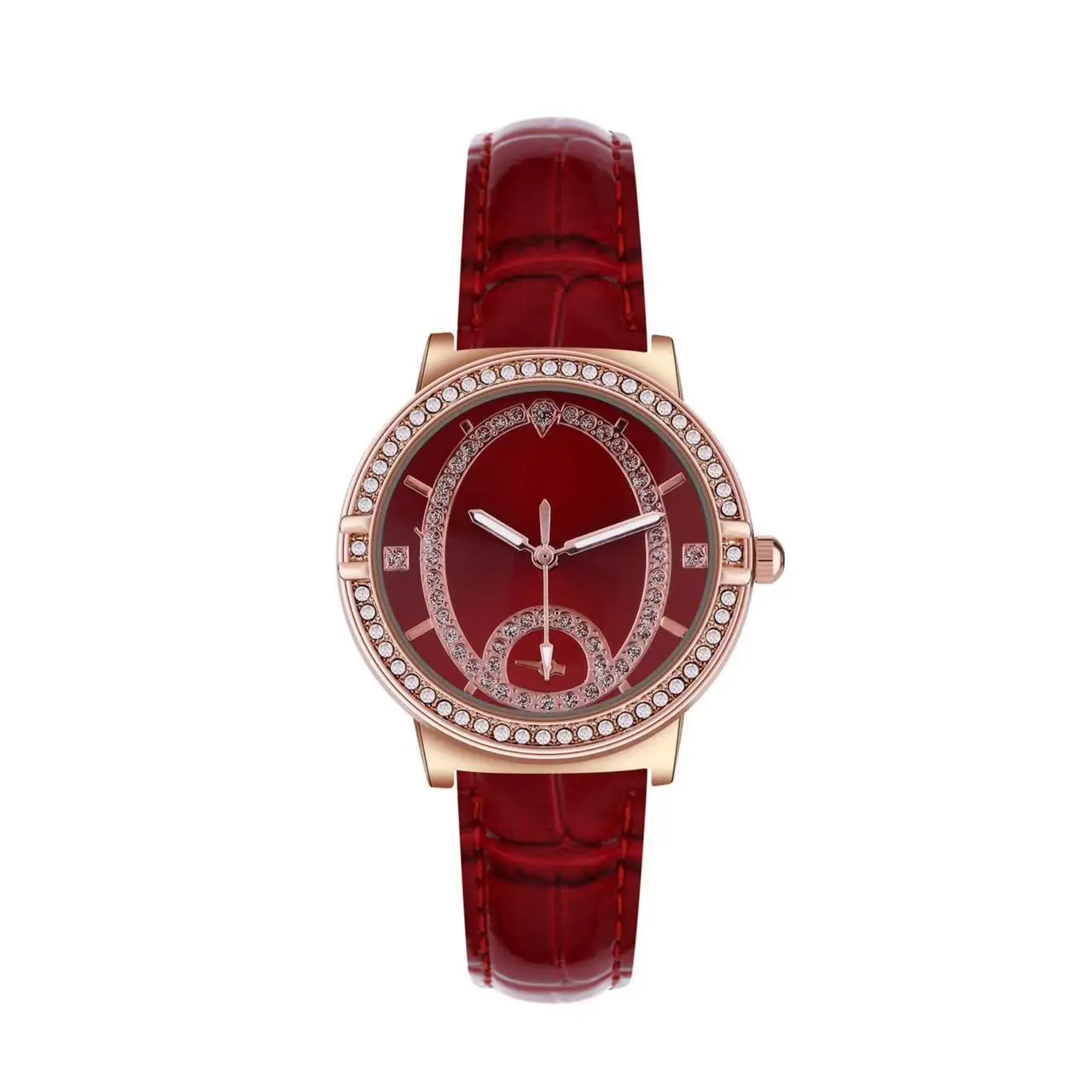 Women's Cross-Border European Watch with Diamond Dial & Brown Strap