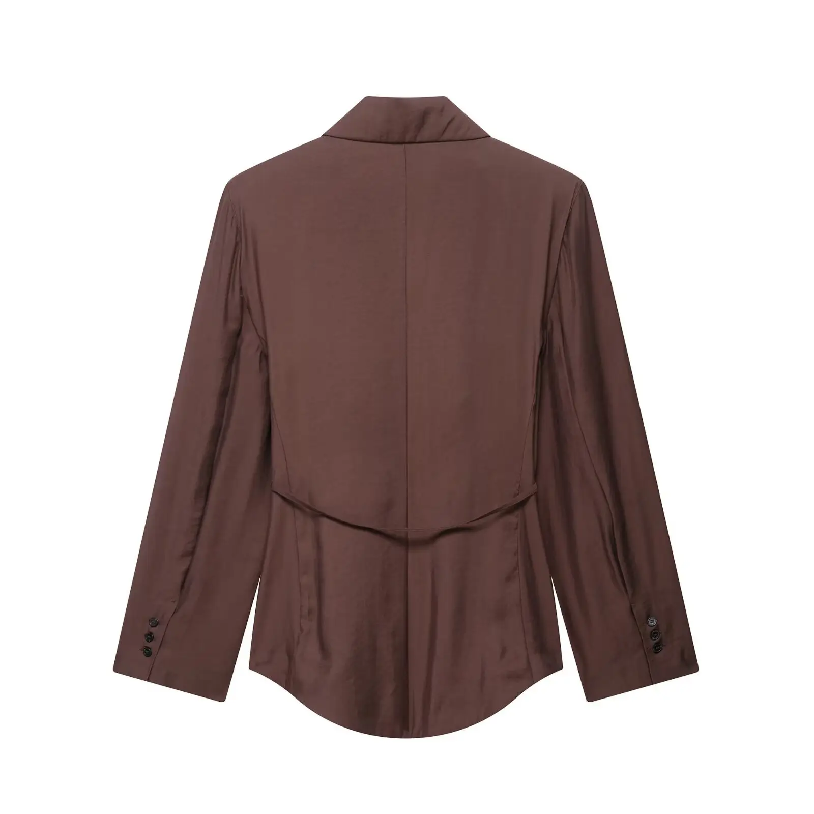 Brown Belted Jacket Suit for Women - Image 4