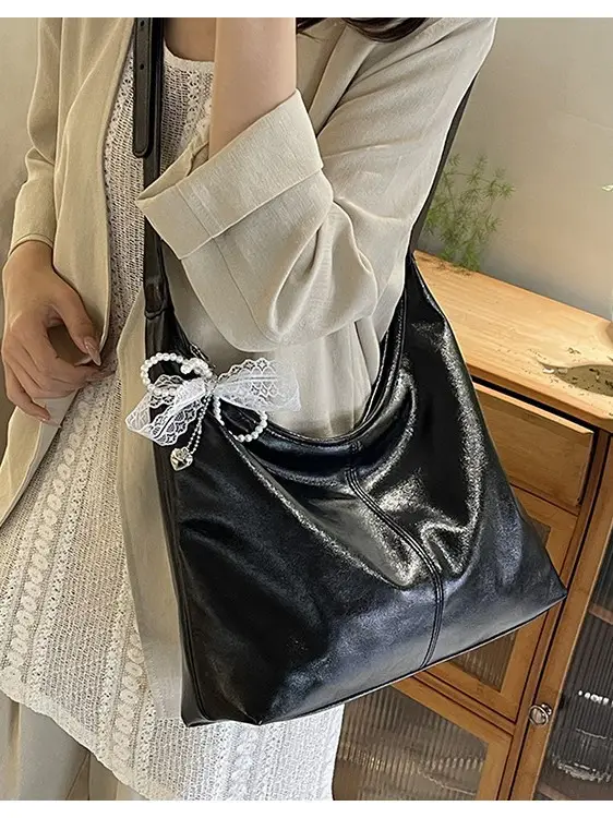 Silver Crossbody Bag for Women with Lace Trim - Image 7