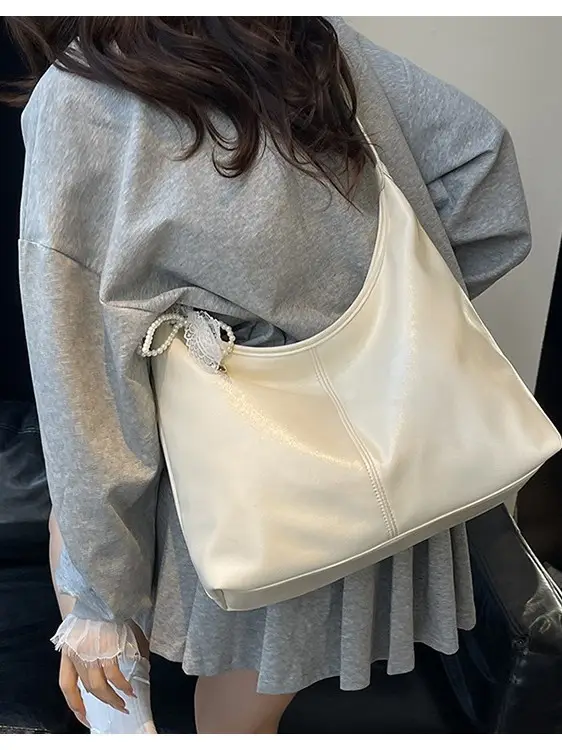 Silver Crossbody Bag for Women with Lace Trim - Image 8