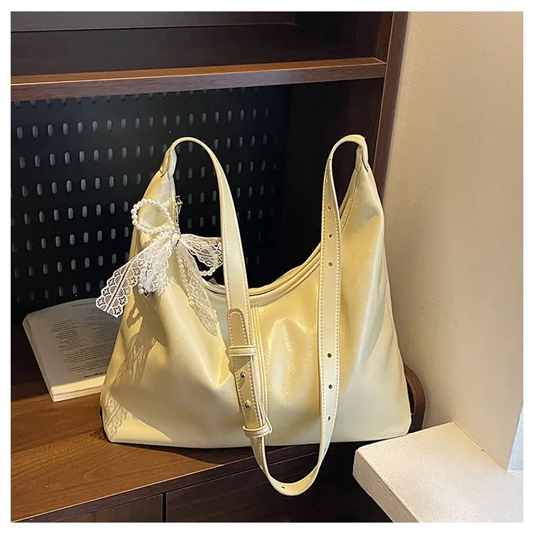 Silver Crossbody Bag for Women with Lace Trim - Image 4