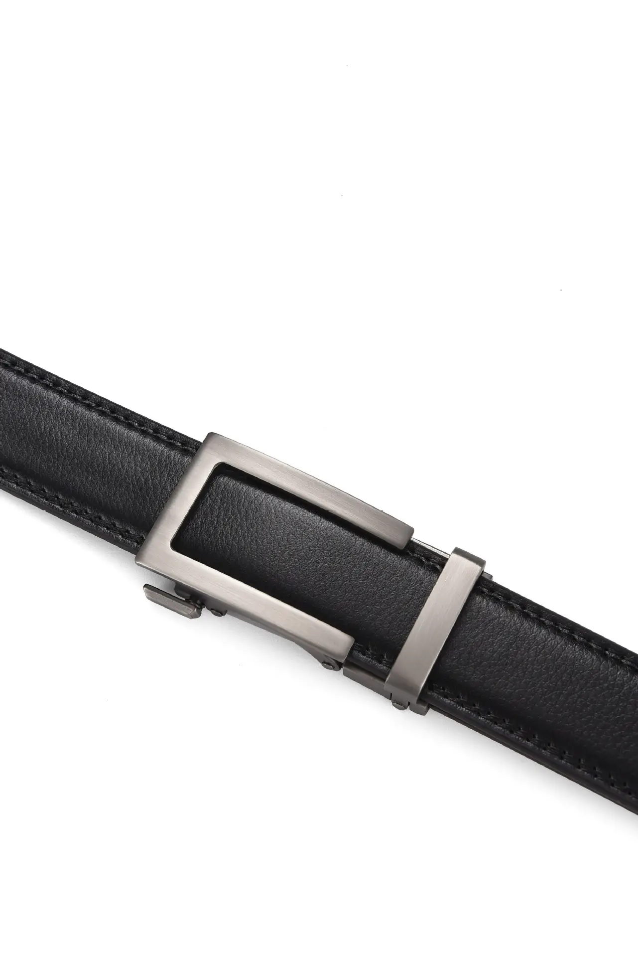 Men's Automatic Buckle Belt Two-Layer Cowhide Gray — feature 10