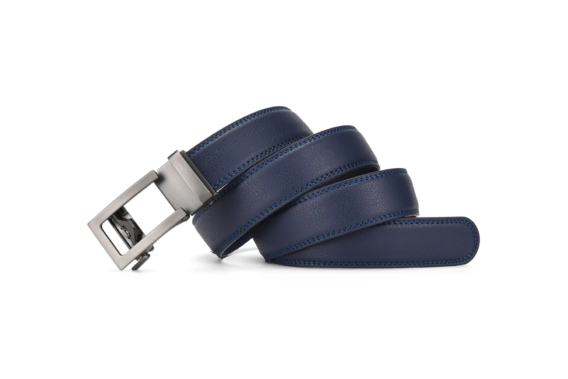 Men's Automatic Buckle Belt Two-Layer Cowhide Gray — feature 6