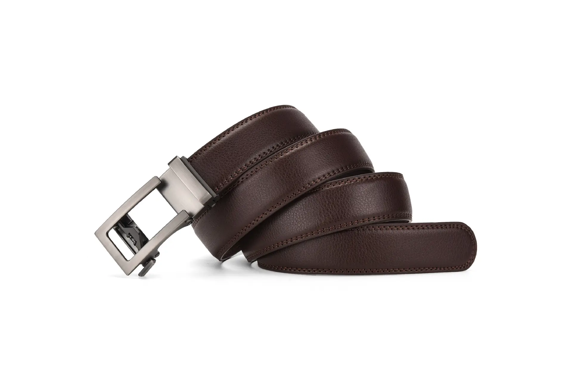 Men's Automatic Buckle Belt Two-Layer Cowhide Gray — feature 7