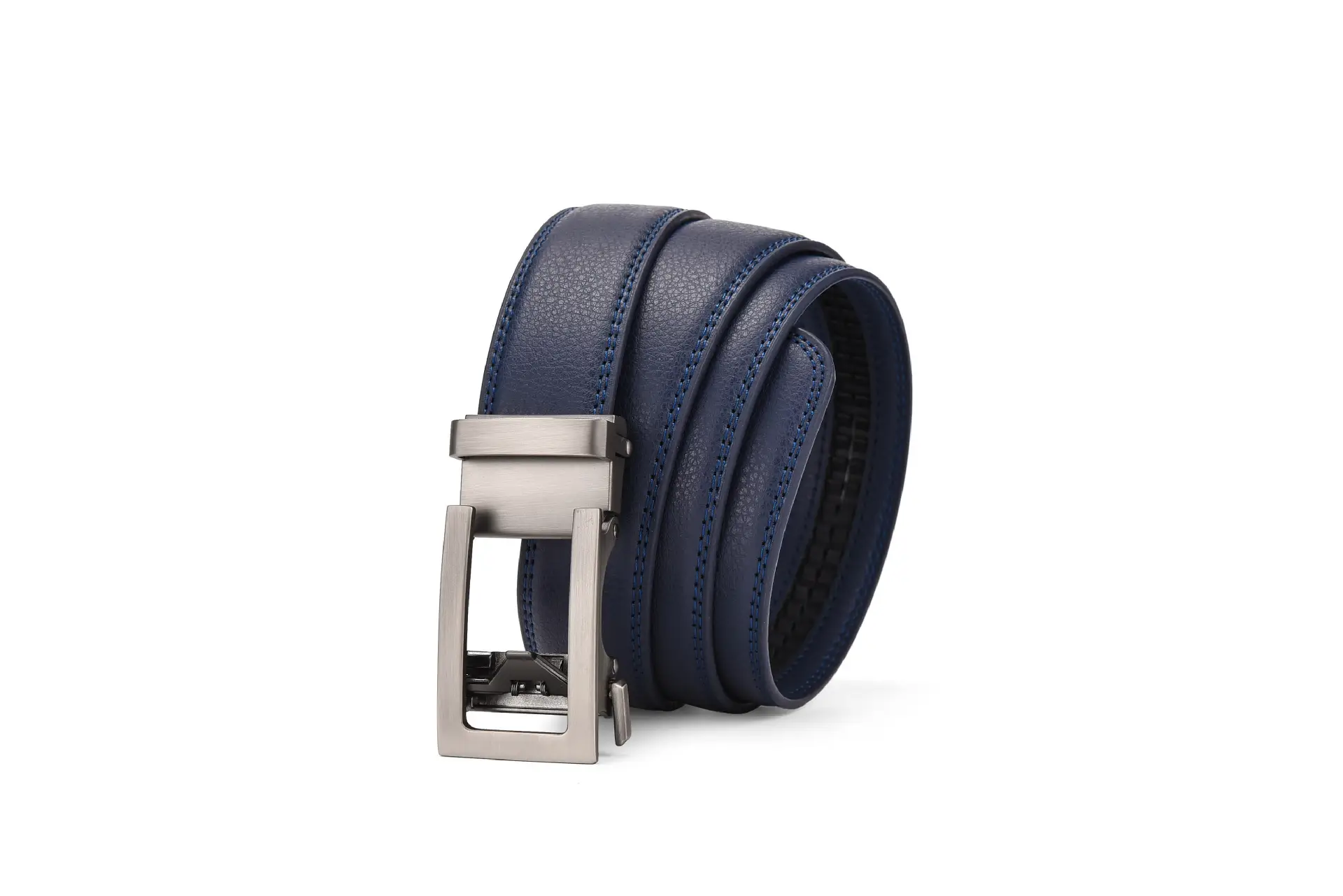 Men's Automatic Buckle Belt Two-Layer Cowhide Gray - Image 3