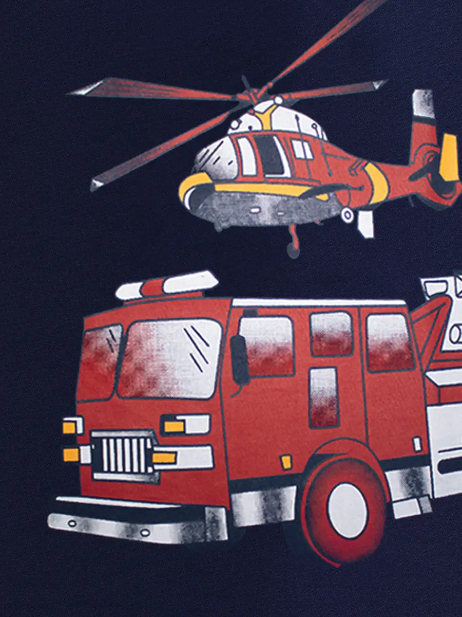 2025 Boys Cartoon Helicopter T-Shirt Pure Cotton Small Medium - Image 6
