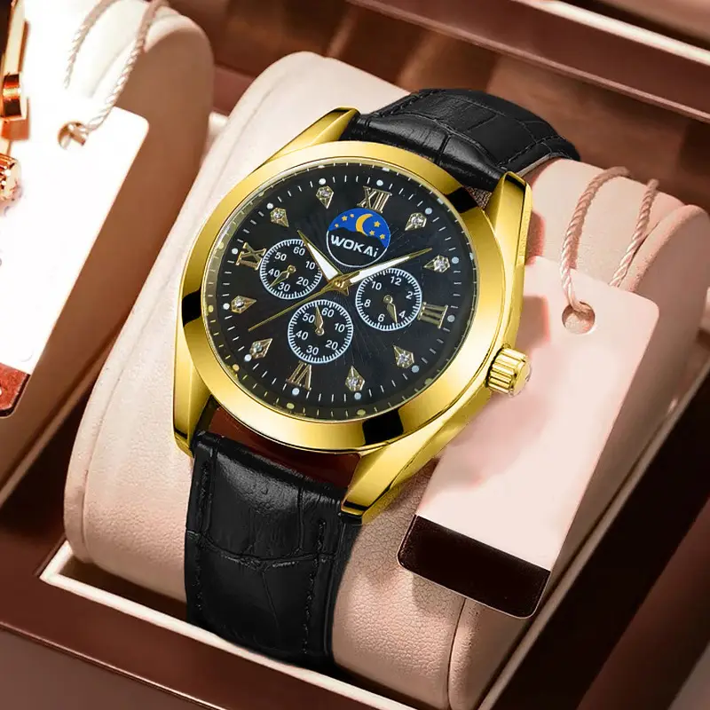 Korean Style Men's Quartz Watch with Black Strap - Image 3