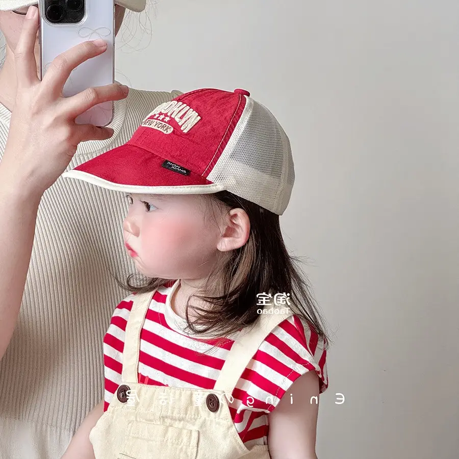Baby Red Beaded Cap Mesh Wear Sun Hat - Image 7