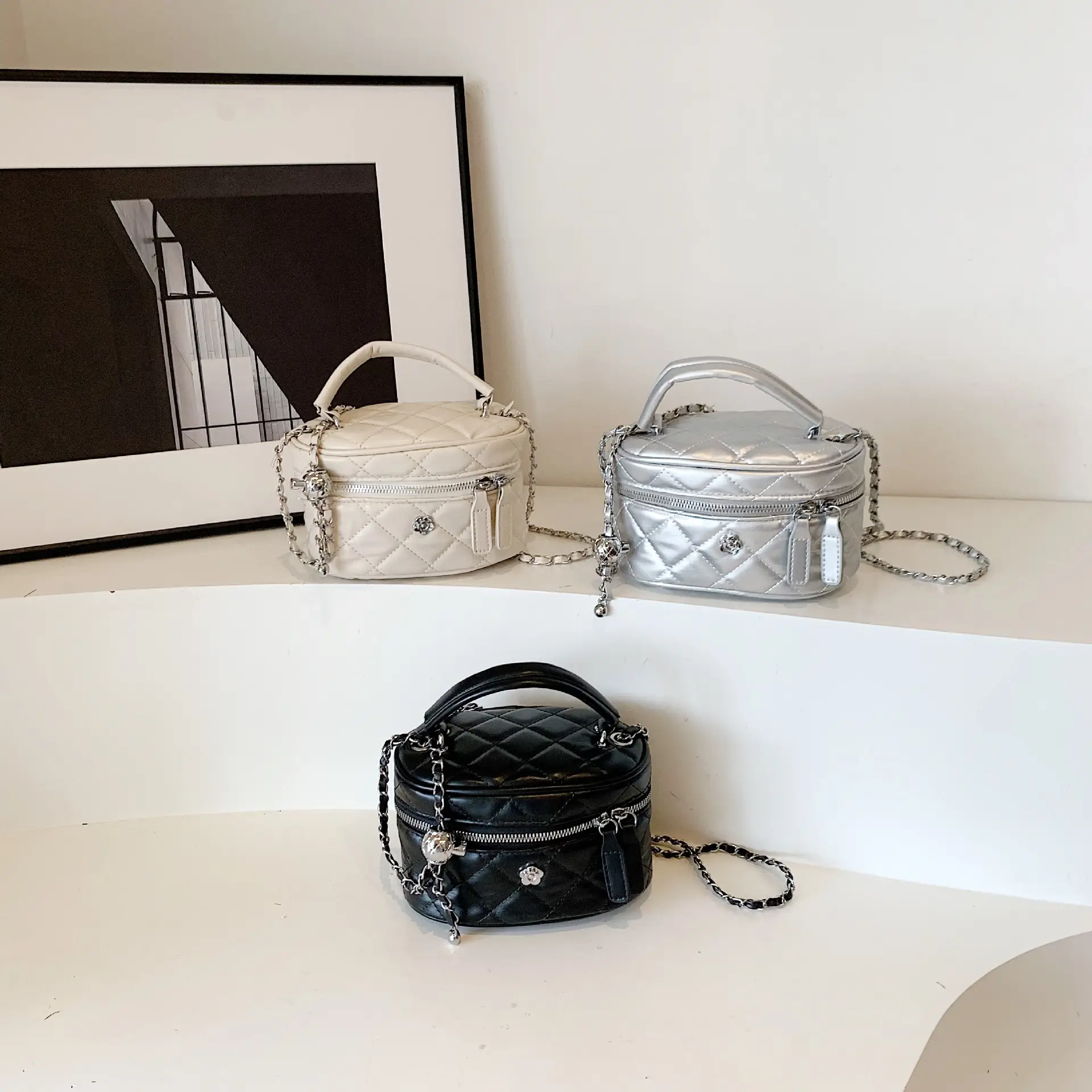 Crossbody Bag with Chain Strap Beige 2025 Design