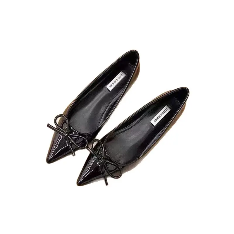 French Style Bow Flat Shoes Women Black 2025 - Image 5
