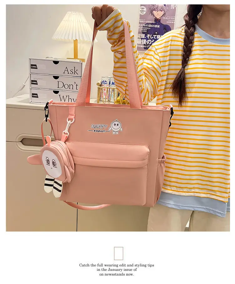 Cute Pink Crossbody Student Bag with Cute Design — feature 1
