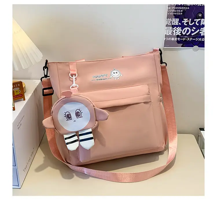 Cute Pink Crossbody Student Bag with Cute Design — feature 13