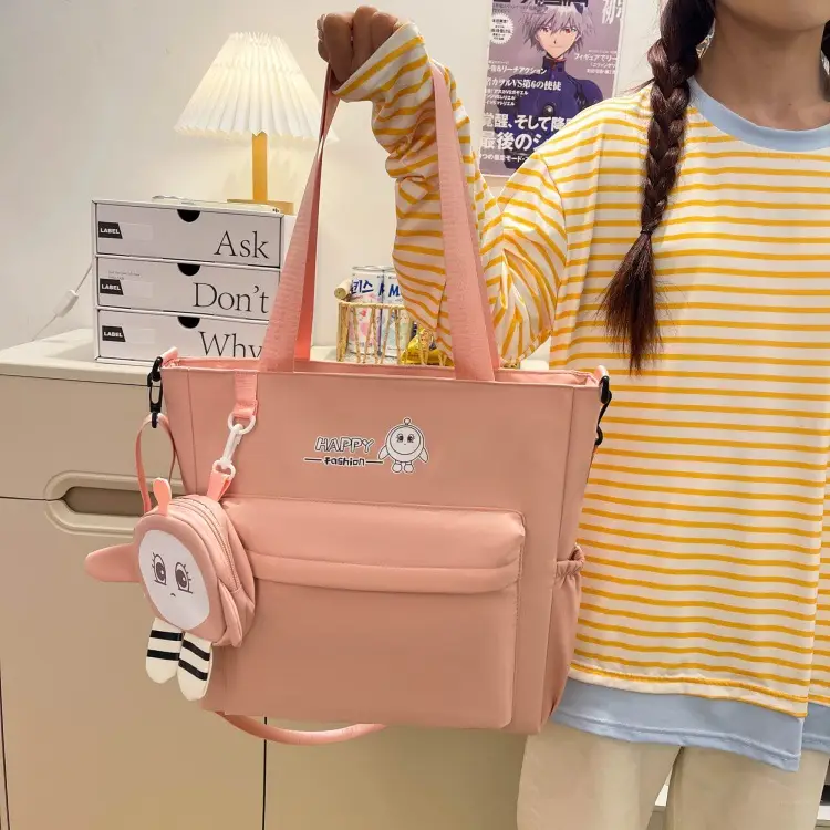Cute Pink Crossbody Student Bag with Cute Design — feature 15