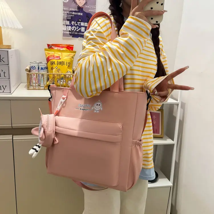 Cute Pink Crossbody Student Bag with Cute Design — feature 17