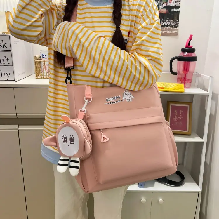 Cute Pink Crossbody Student Bag with Cute Design — feature 18