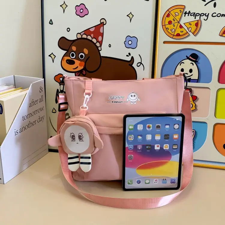 Cute Pink Crossbody Student Bag with Cute Design — feature 39