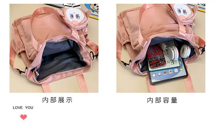 Cute Pink Crossbody Student Bag with Cute Design — feature 4