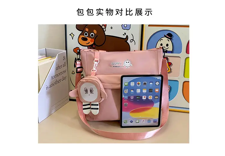 Cute Pink Crossbody Student Bag with Cute Design — feature 5
