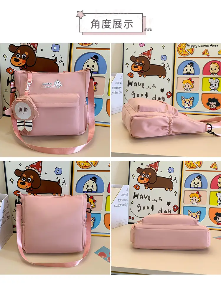 Cute Pink Crossbody Student Bag with Cute Design — feature 6