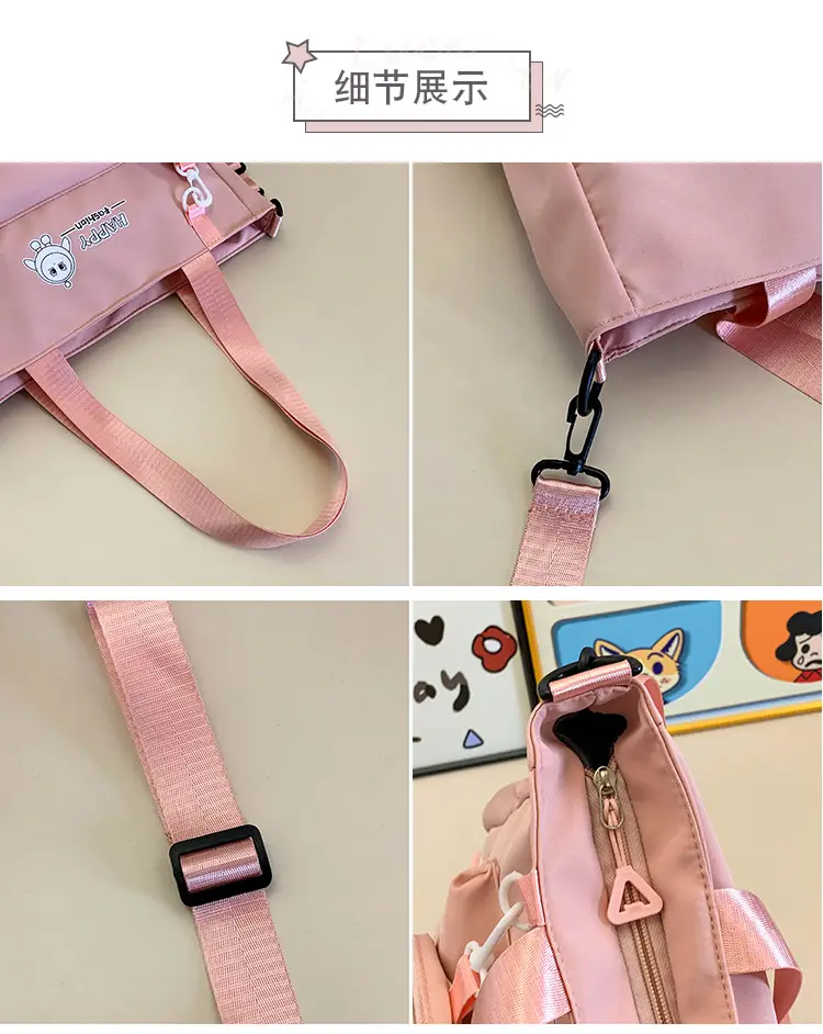 Cute Pink Crossbody Student Bag with Cute Design — feature 7